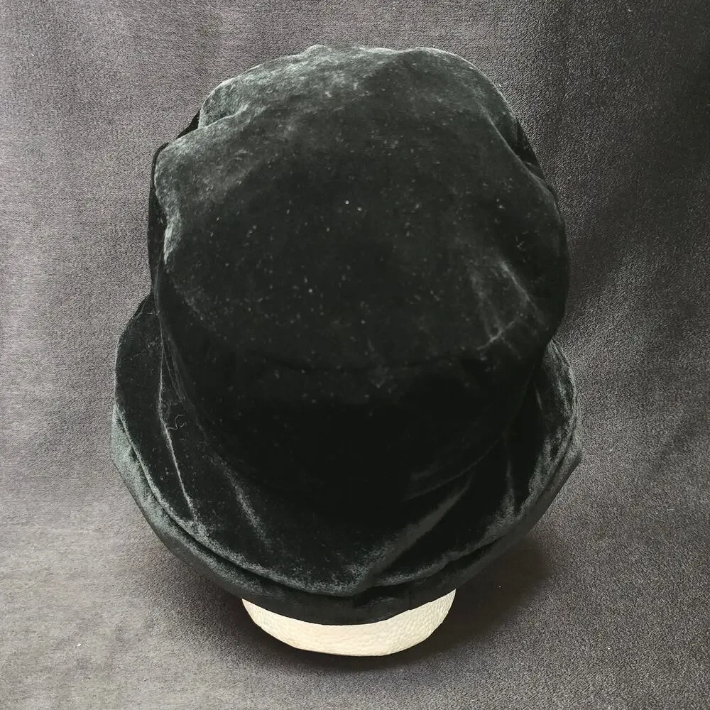 Vintage Crazy Horse Black Soft Velvet Bucket Hat Flexible Brim Liz Claiborne
